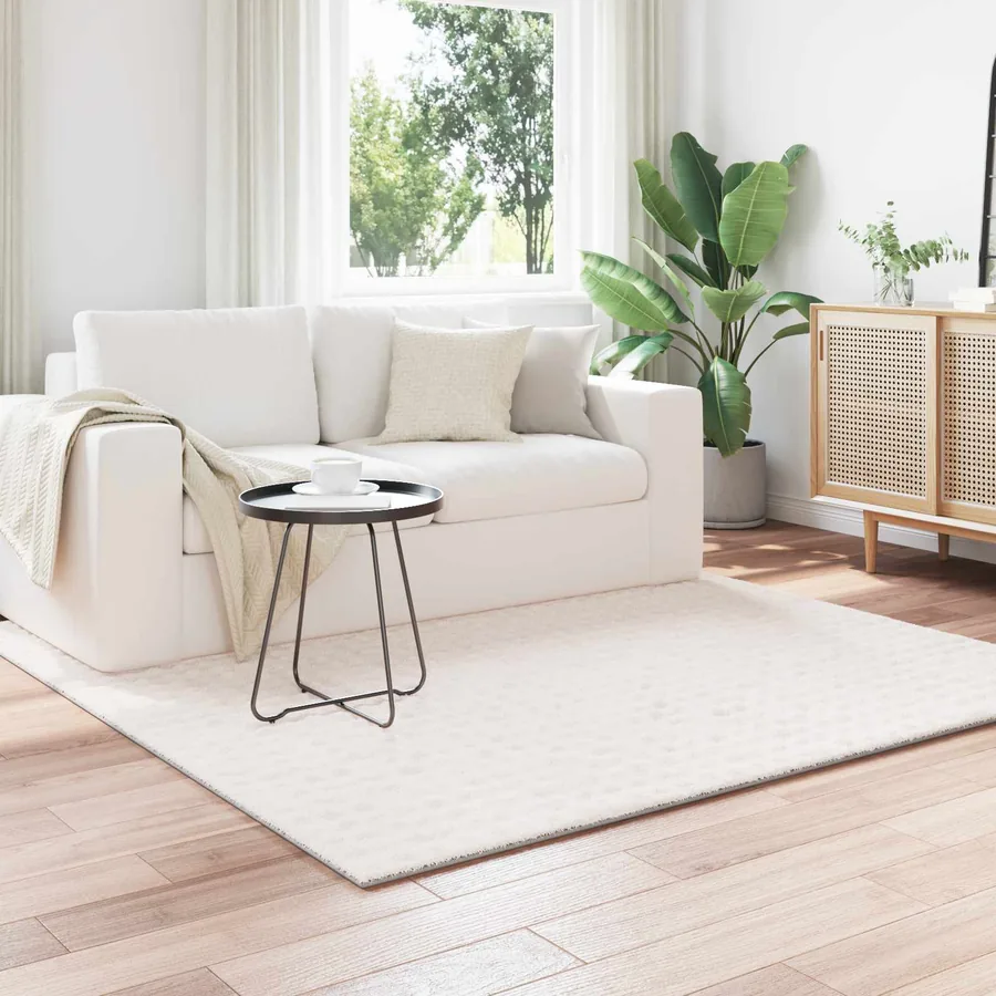 Tapis de surface Carré SIROLO Crème 120 x 120 cm Polyester