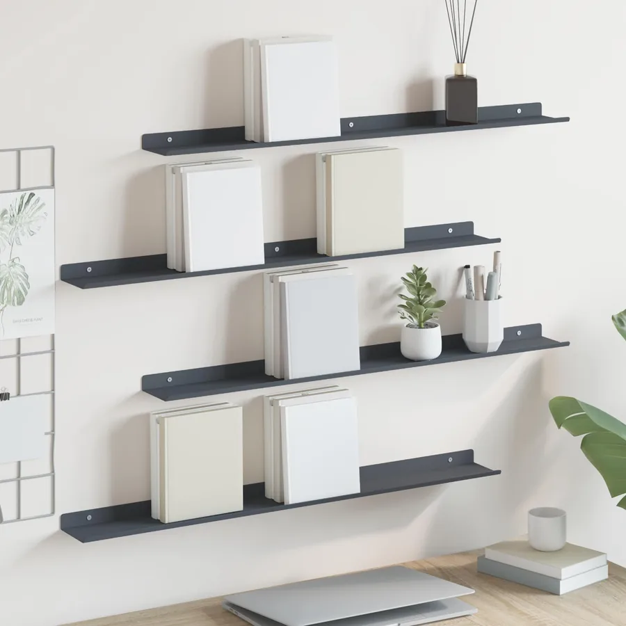 Étagère flottante 4 pcs Anthracite 80 x 9 x 2,5 cm Acier