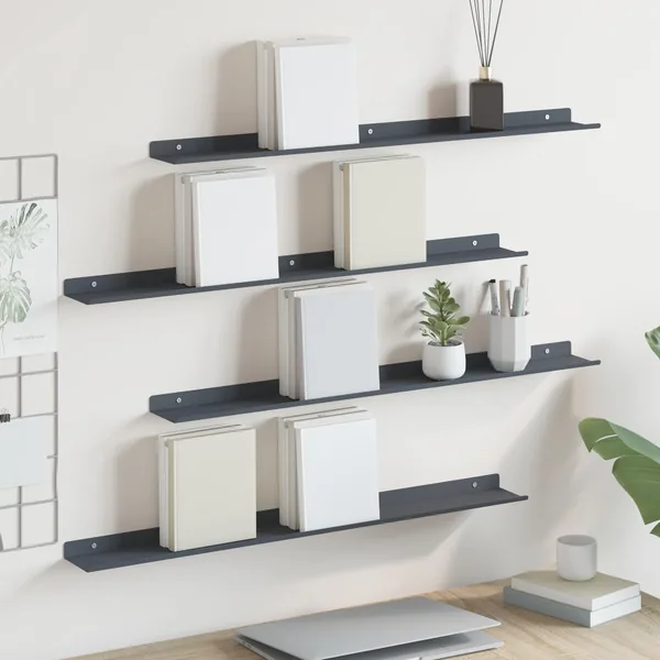 Étagère flottante 4 pcs Anthracite 80 x 9 x 2,5 cm Acier