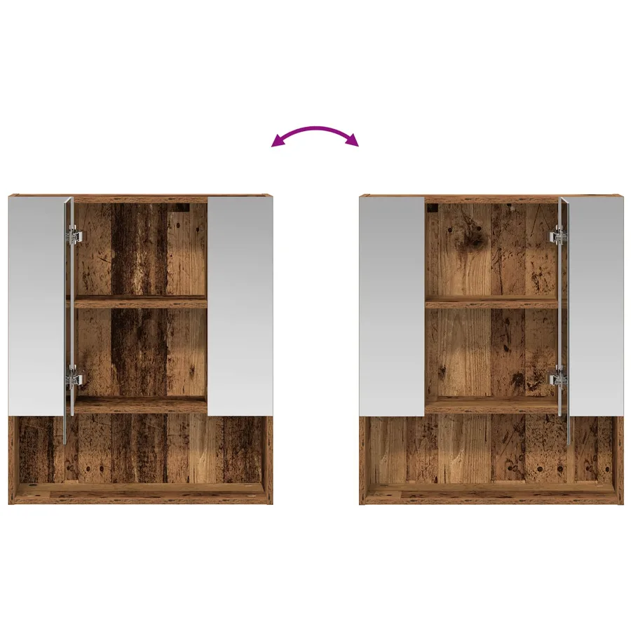 Armoire Miroir de Salle de Bain Bois ancien 60 x 14.5 x 70 cm - 8