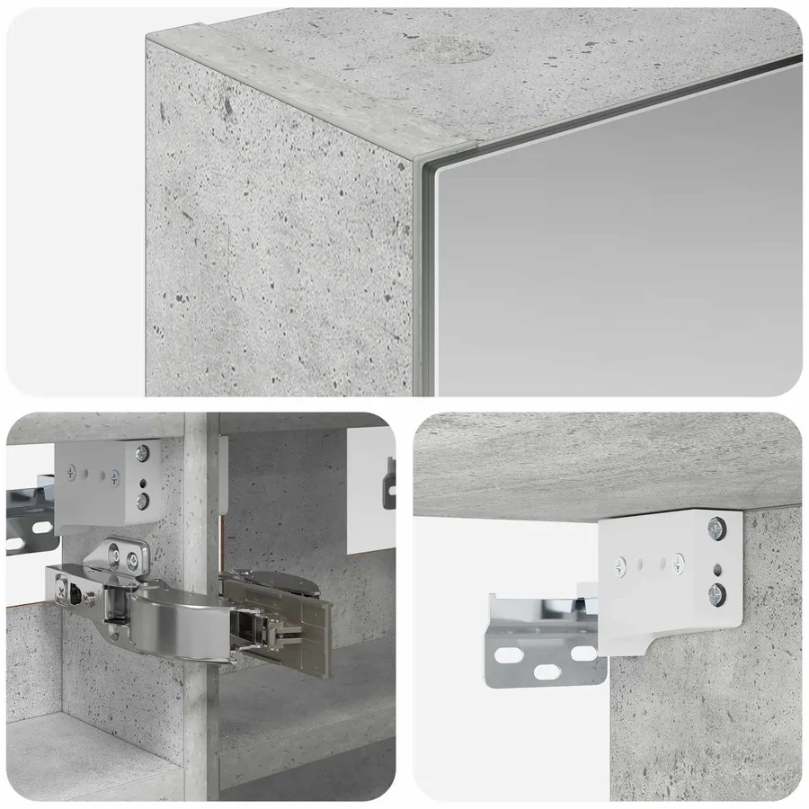 Armoire Miroir de Salle de Bain Gris béton 30 x 10,5 x 50 cm - 8