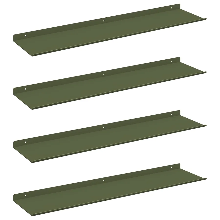 Étagère flottante 4 pcs Vert olive 80 x 18 x 2,5 cm Acier - 2