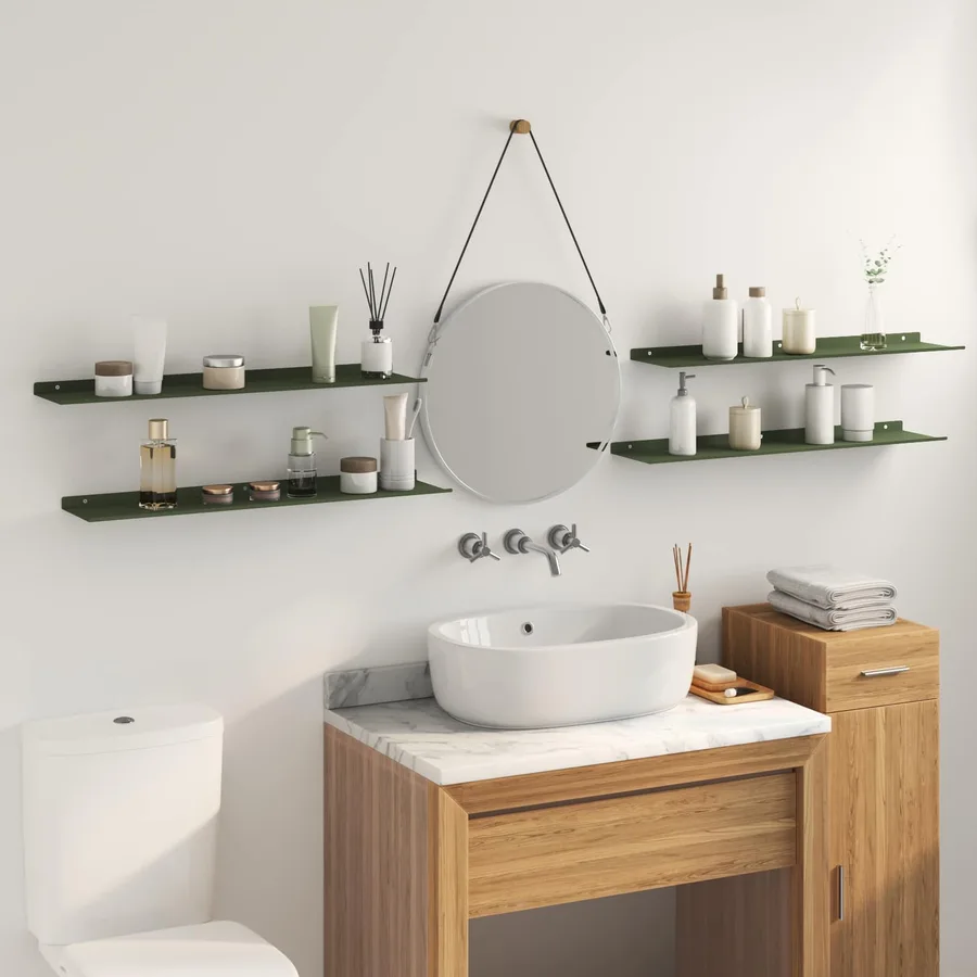 Étagère flottante 4 pcs Vert olive 80 x 18 x 2,5 cm Acier - 4