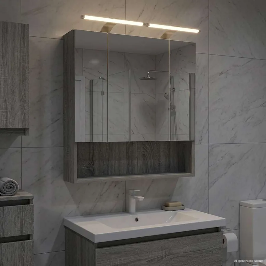 Armoire Miroir de Salle de Bain Gris Sonoma 60 x 14.5 x 70 cm