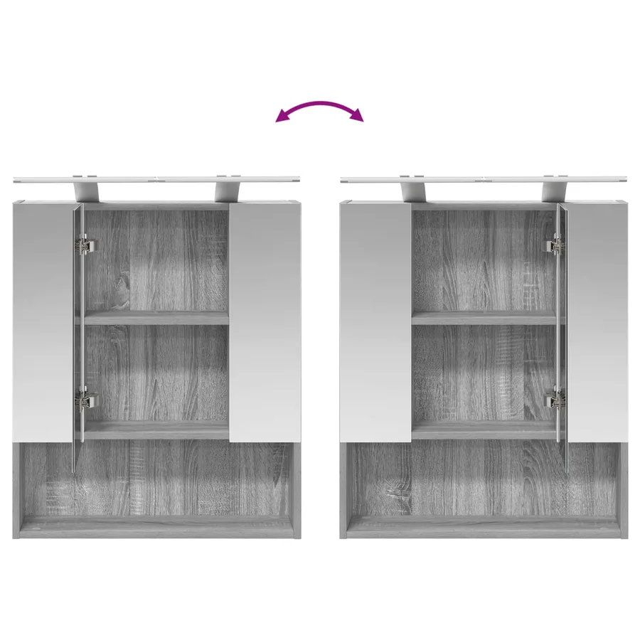 Armoire Miroir de Salle de Bain Gris Sonoma 60 x 14.5 x 70 cm - 12