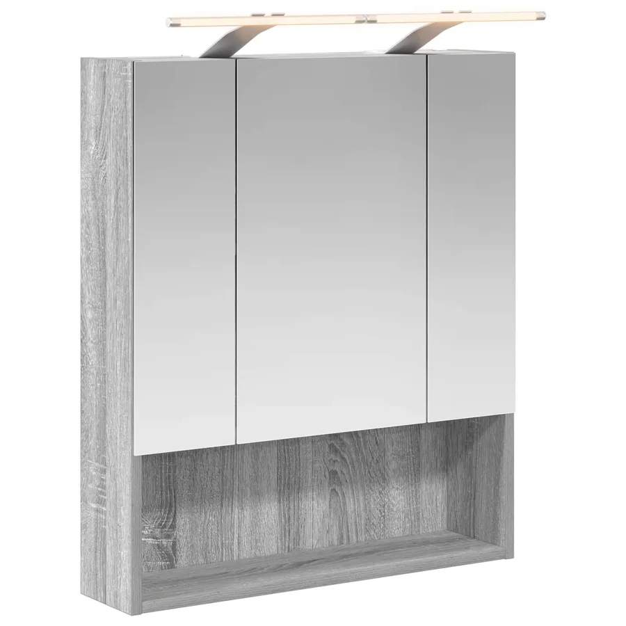 Armoire Miroir de Salle de Bain Gris Sonoma 60 x 14.5 x 70 cm - 2