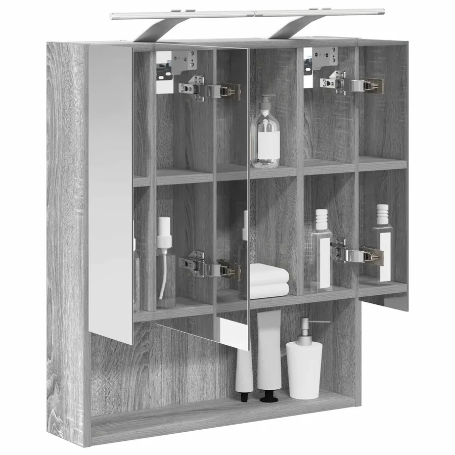 Armoire Miroir de Salle de Bain Gris Sonoma 60 x 14.5 x 70 cm - 3