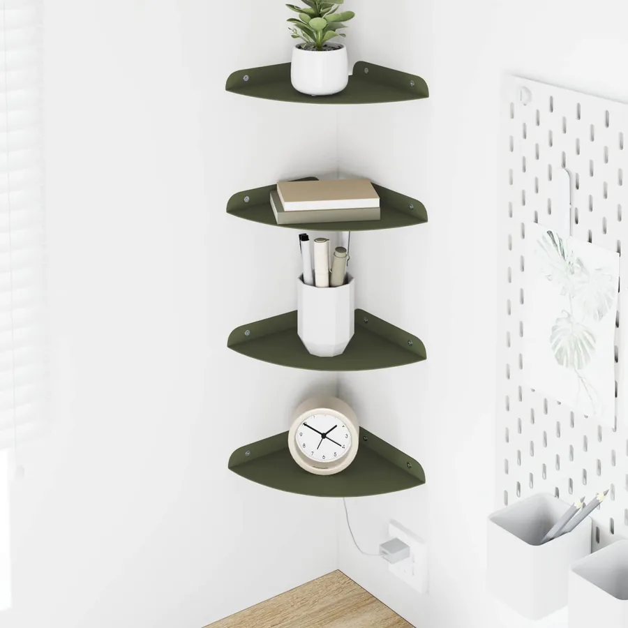 Étagère flottante avec étagère 4 pcs Vert olive 18 x 18 x 2 cm