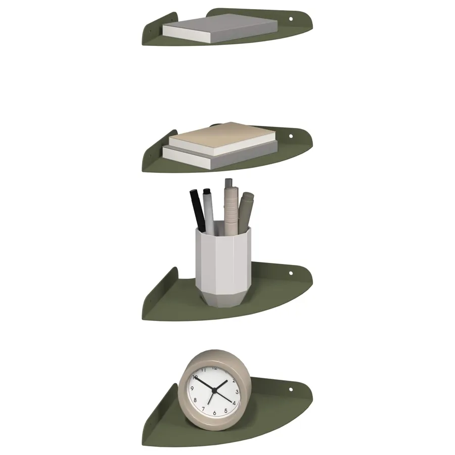 Étagère flottante avec étagère 4 pcs Vert olive 18 x 18 x 2 cm - 3