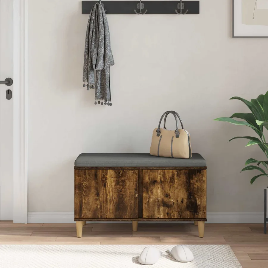 Banc d'entrée avec coussin Chêne Fumé 80 x 38 x 46 cm - 4