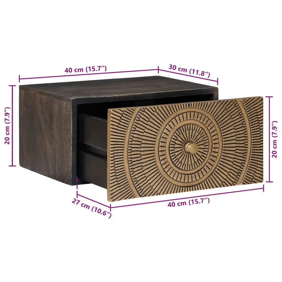 Table de chevet faite main Marron café 40 x 30 x 20 cm - 12