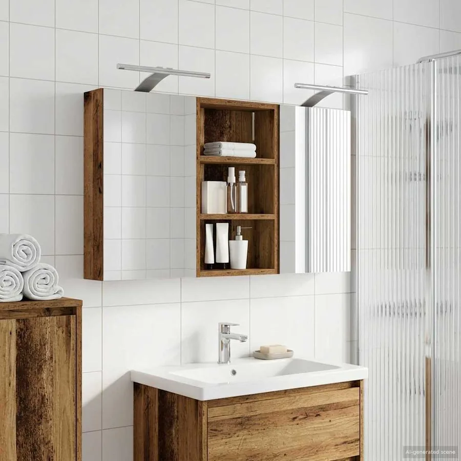Ensemble de Meubles de Salle de Bain 3 pcs 90 x 10,5 x 50 cm - 4