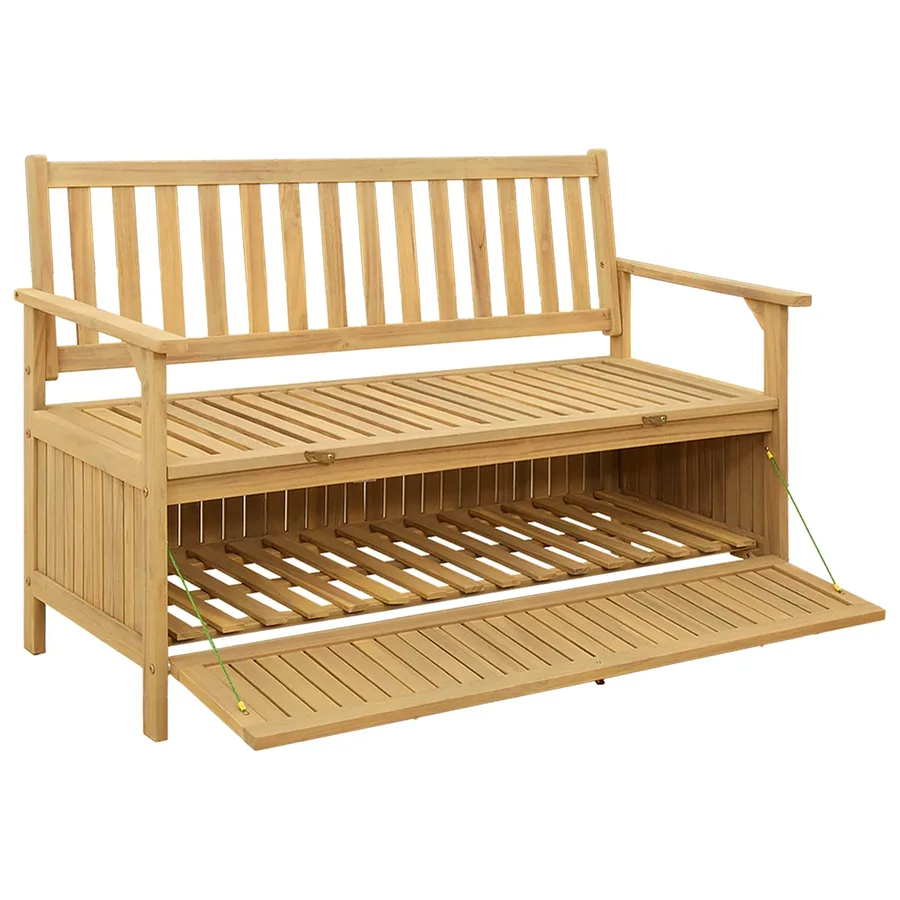 Banc de rangement 2 -Seater 120 x 63 x 84 cm Acacia massif - 2