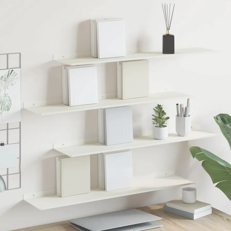 Étagère flottante 4 pcs Blanc 80 x 18 x 2,5 cm Acier