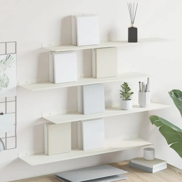 Étagère flottante 4 pcs Blanc 80 x 18 x 2,5 cm Acier