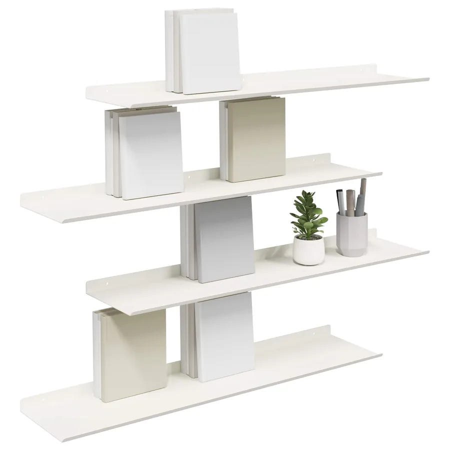 Étagère flottante 4 pcs Blanc 80 x 18 x 2,5 cm Acier - 3