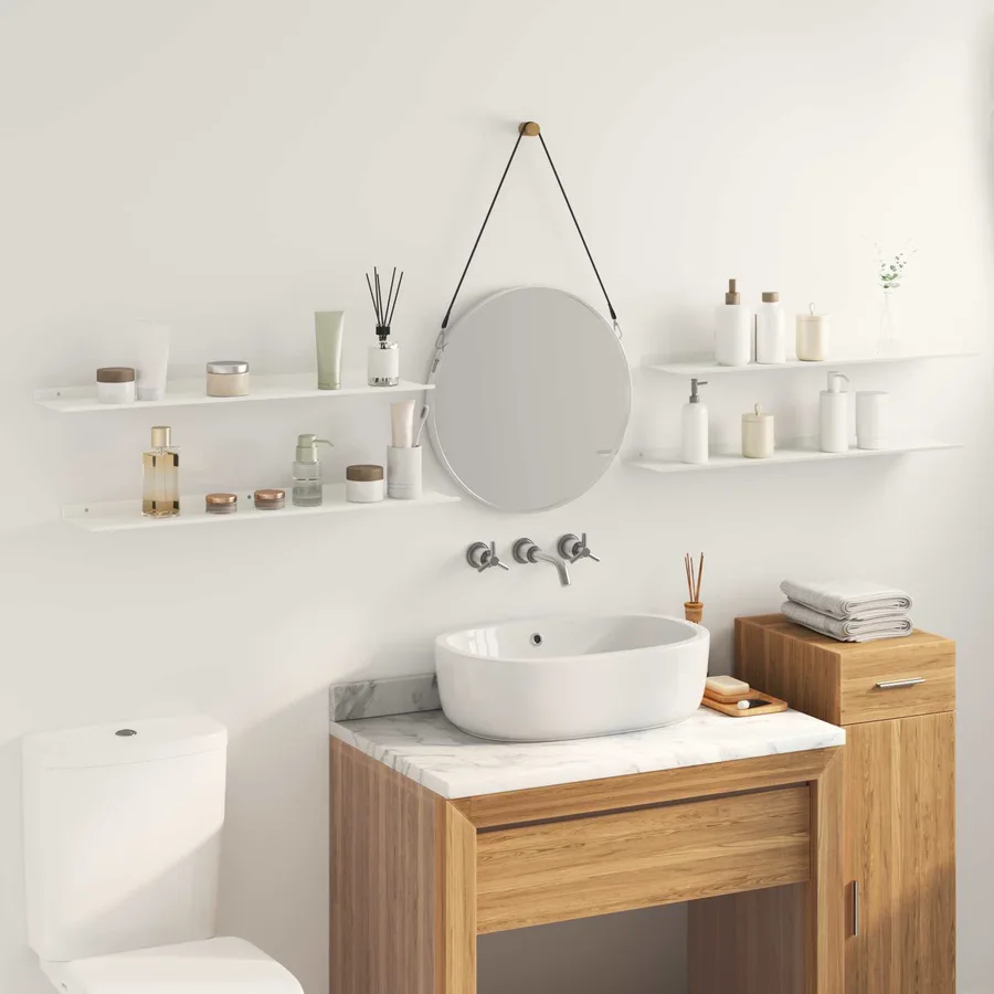 Étagère flottante 4 pcs Blanc 80 x 18 x 2,5 cm Acier - 4
