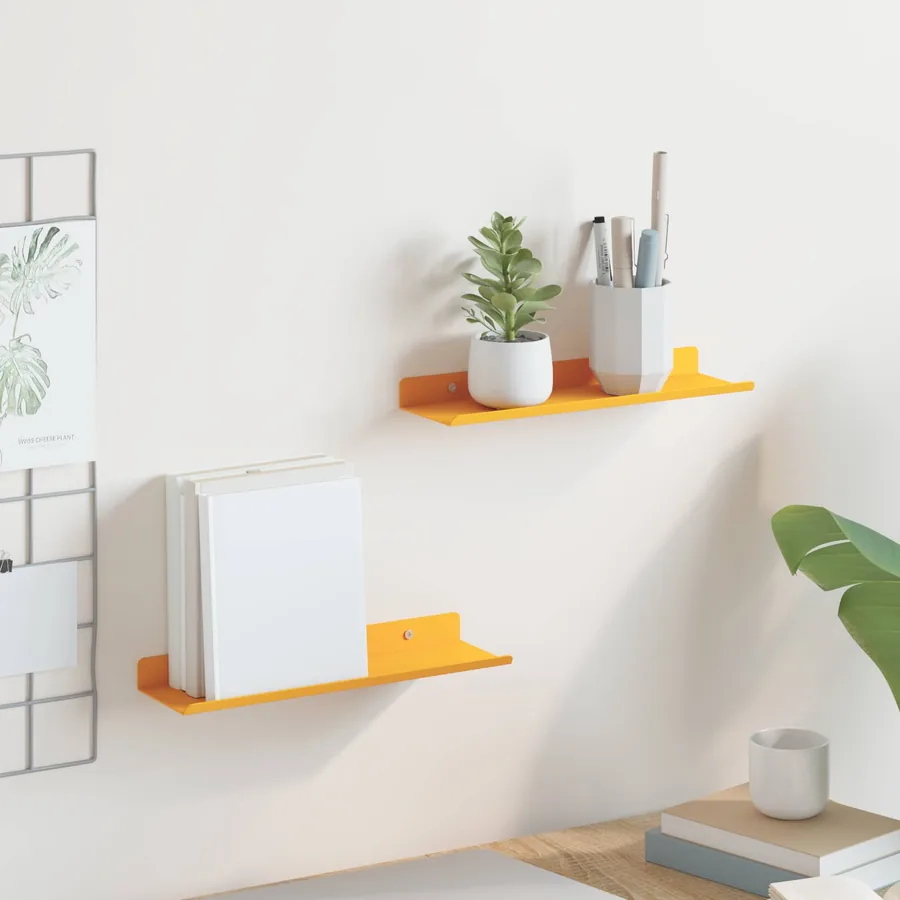 Étagère flottante 2 pcs Jaune moutarde 30 x 9 x 2,5 cm Acier
