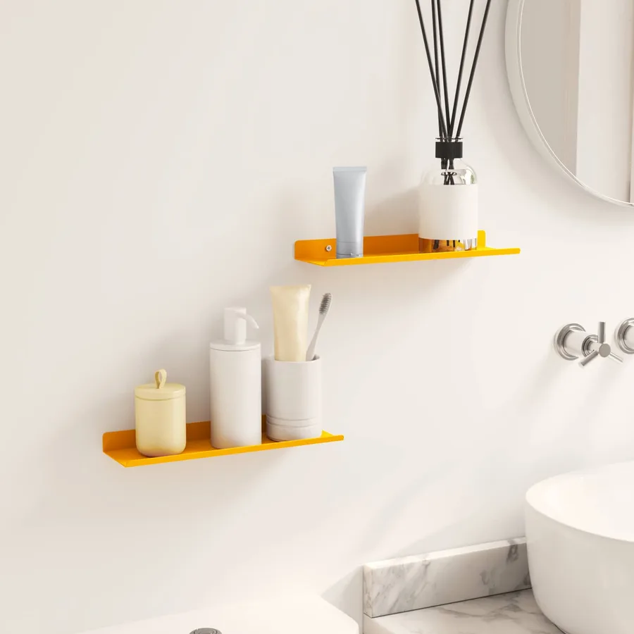 Étagère flottante 2 pcs Jaune moutarde 30 x 9 x 2,5 cm Acier - 4