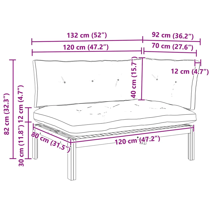 Unité de canapé d'angle Acacia Clair et Blanc Crème - 11