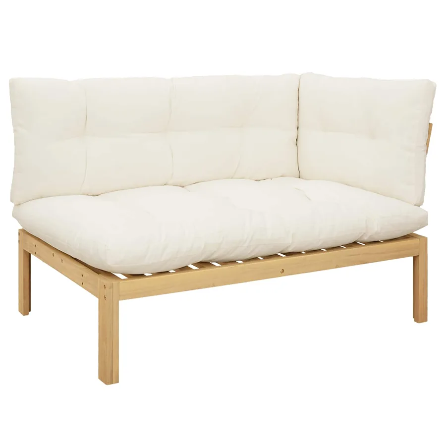 Unité de canapé d'angle Acacia Clair et Blanc Crème - 2