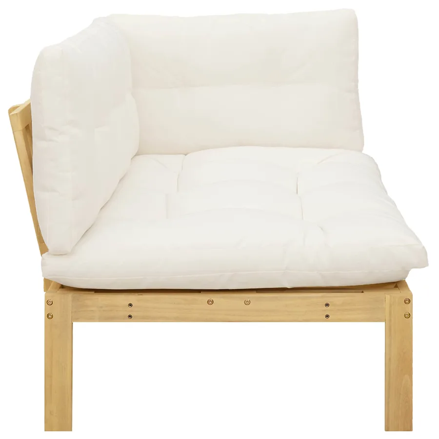 Unité de canapé d'angle Acacia Clair et Blanc Crème - 6