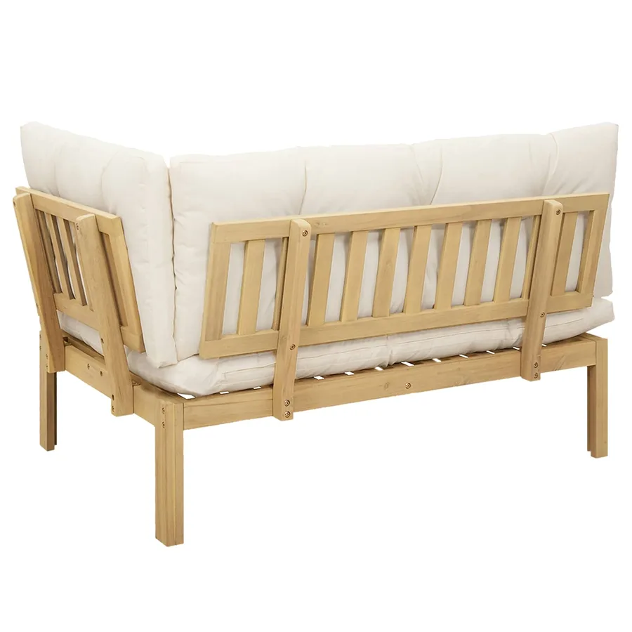 Unité de canapé d'angle Acacia Clair et Blanc Crème - 7