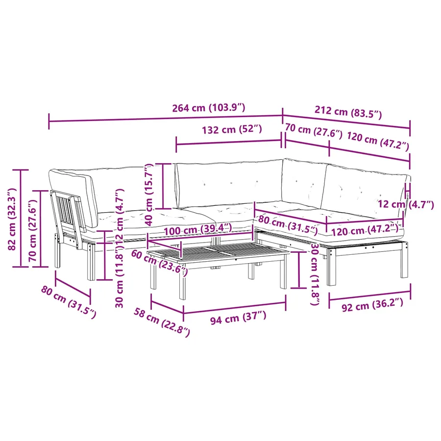 4 Pièce Unité du canapé en palette de jardin - 14
