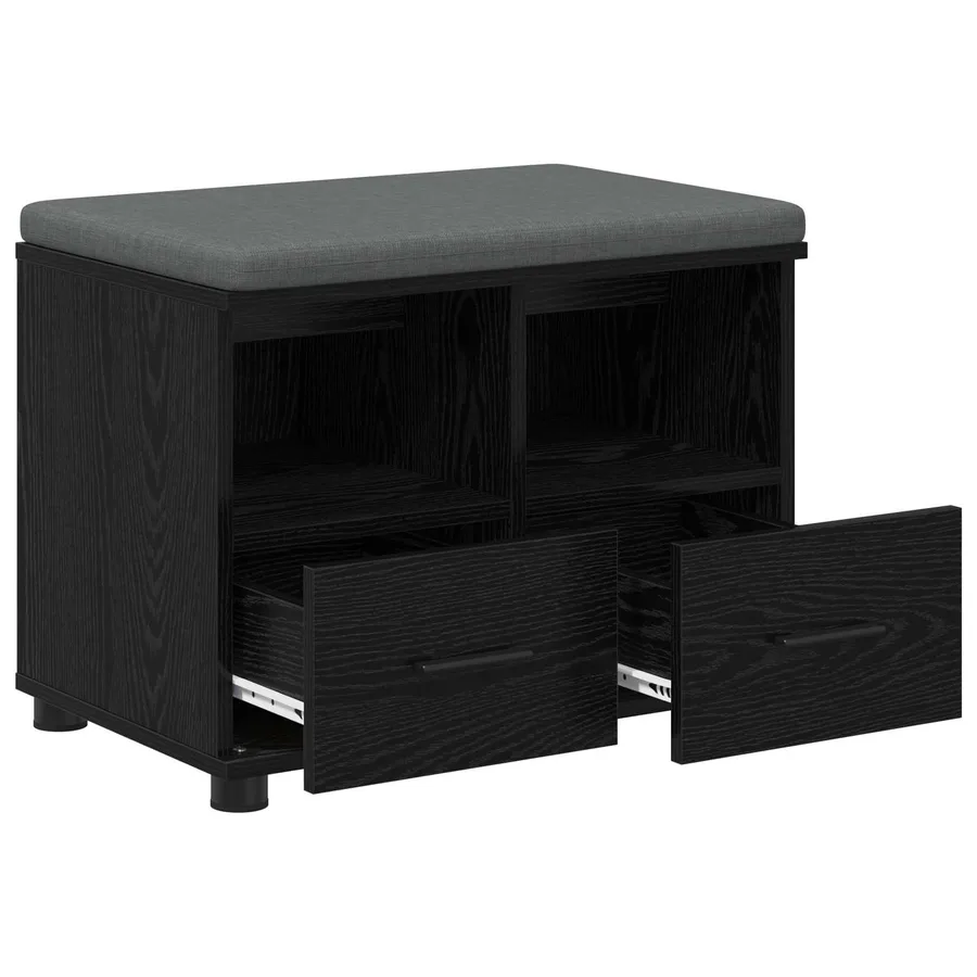 Banc d'entrée avec coussin Chêne Noir 60 x 38 x 46 cm - 5