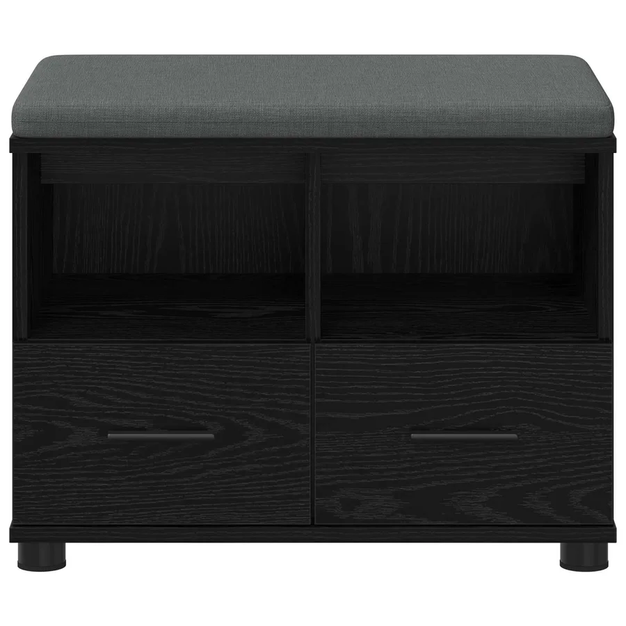 Banc d'entrée avec coussin Chêne Noir 60 x 38 x 46 cm - 6