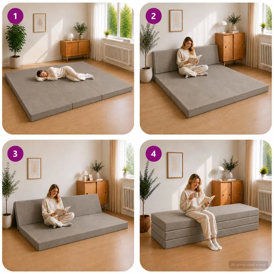 Canapé-lit pliable 180 x 67 x 45 cm Gris clair - 9