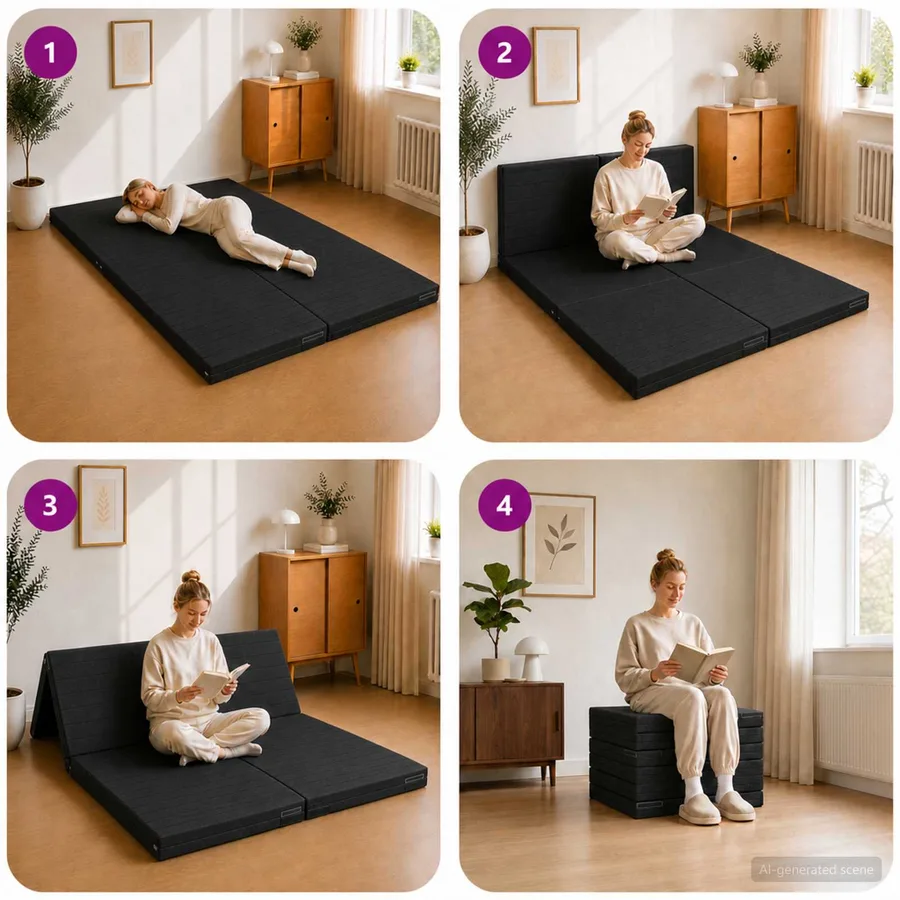 Canapé-lit pliable 140 x 67 x 45 cm Noir - 9