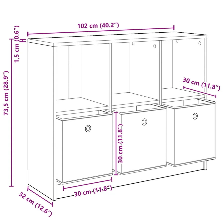 Buffet avec tiroir Chêne fumé 102 x 32 x 73,5 cm - 12