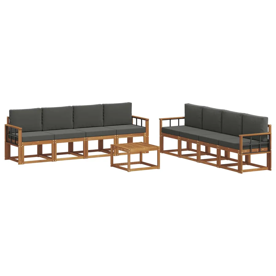 Ensemble de canapés d'extérieur 9 pcs Naturel et Anthracite - 2