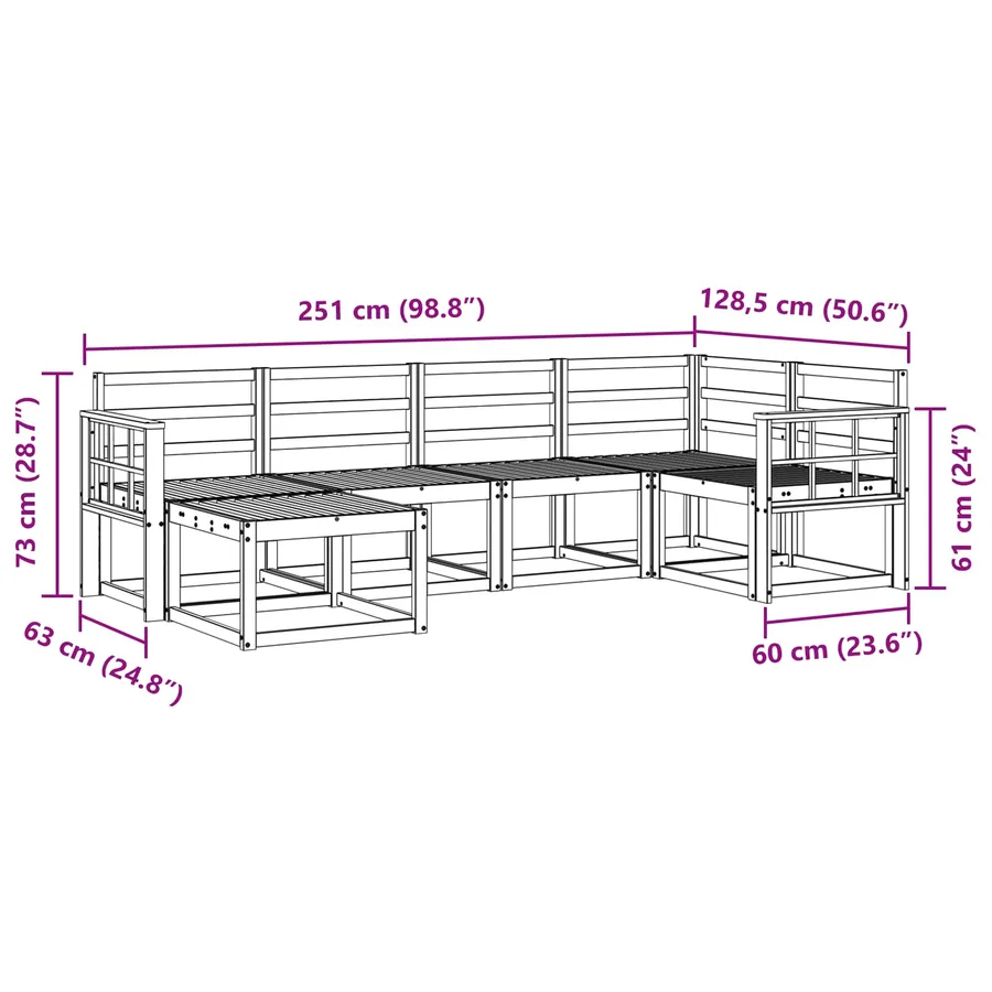 Ensemble de canapés d'extérieur 6 pcs Naturel - 9