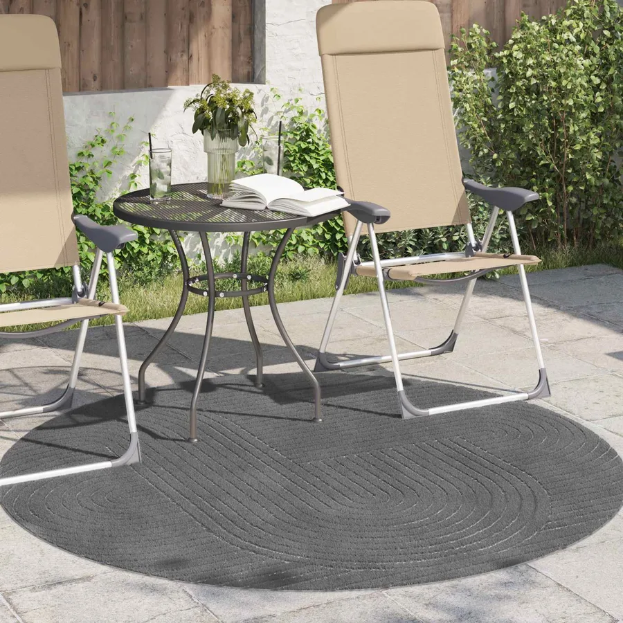 Tapis de surface Rond PALMERAS Anthracite Ø 160 CM Polyester - 3