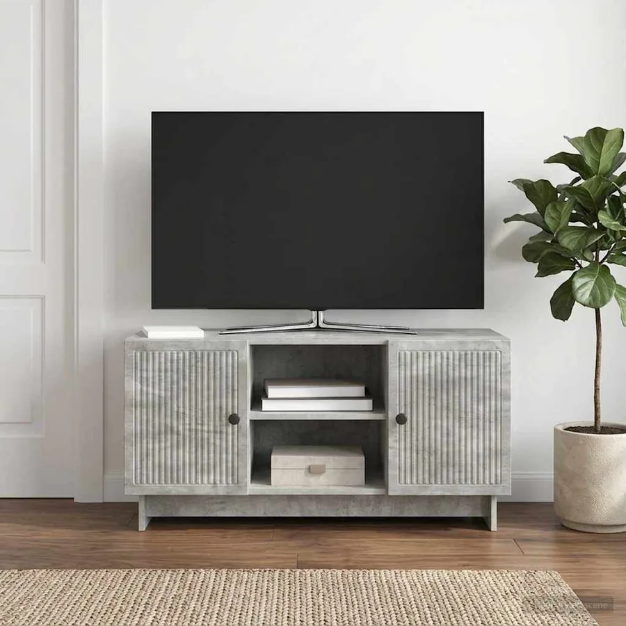 Meuble TV 102 x 34,5 x 50 cm Gris béton Bois d'ingénierie