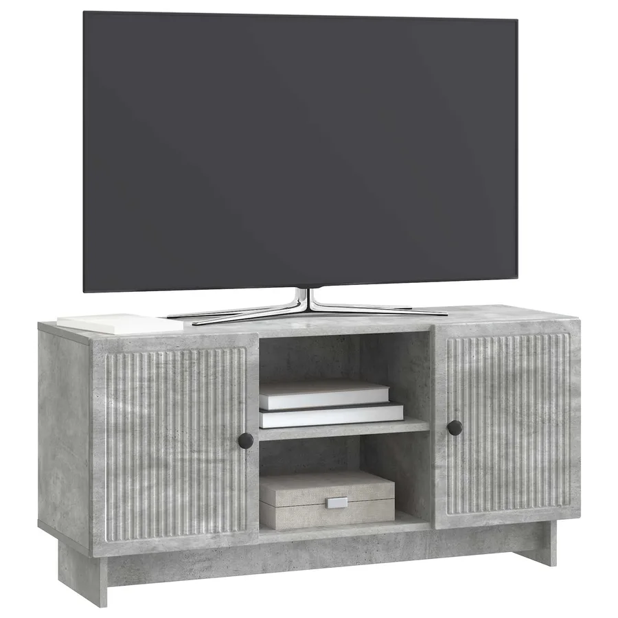 Meuble TV 102 x 34,5 x 50 cm Gris béton Bois d'ingénierie - 3