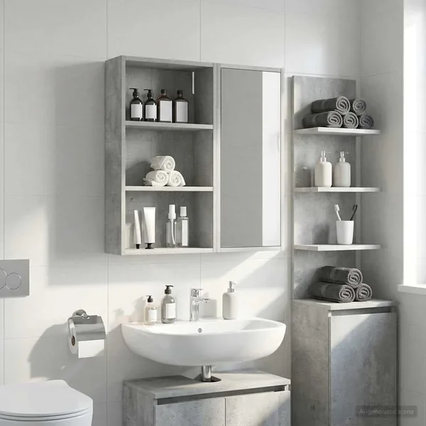 Armoire murale de salle de bain Gris Béton 40 x 14 x 70 cm