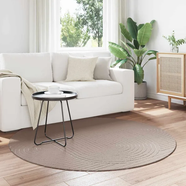 Tapis de surface Rond PALMERAS Beige Ø 120 CM Polyester