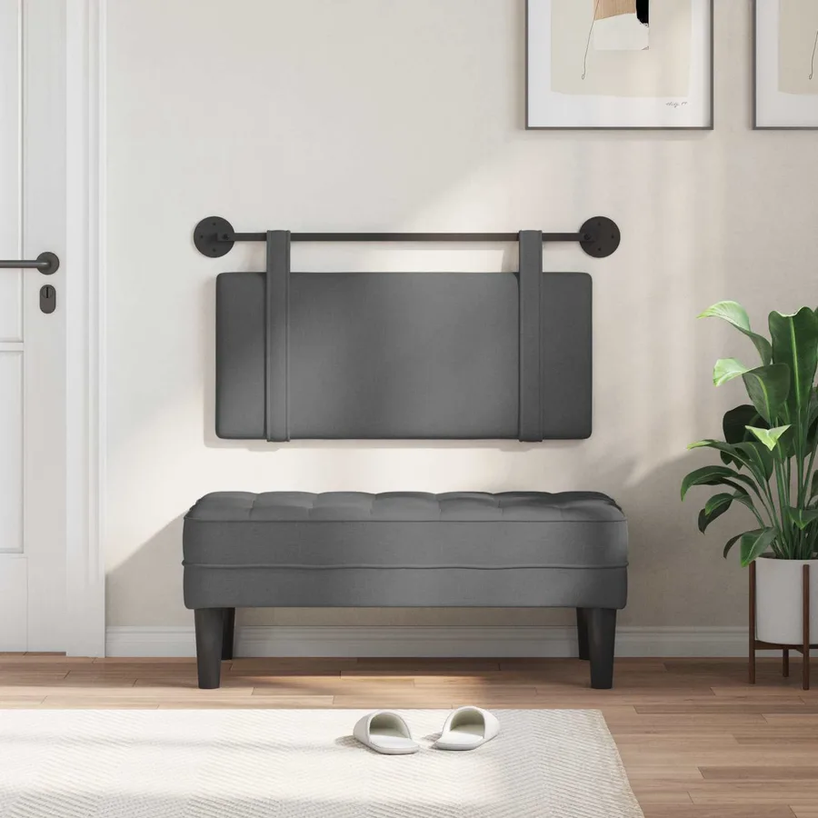 Tête de lit suspendue Gris foncé Tissu - 3