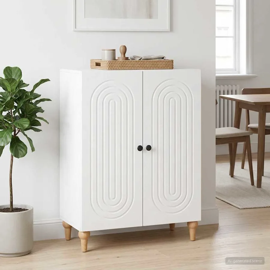 Buffet Blanc 66 x 34,5 x 90 cm Bois d'ingénierie - 4