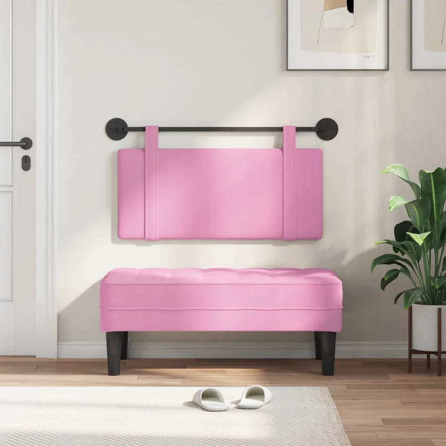Tête de lit suspendue Rose Tissu - 3
