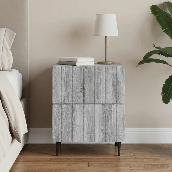 Cabinet de chevet avec tiroir Sonoma gris 43 x 34,5 x 49,5 cm