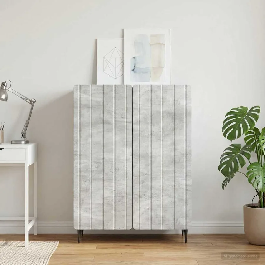 Buffet Gris béton 66 x 34,5 x 92 cm Bois d'ingénierie