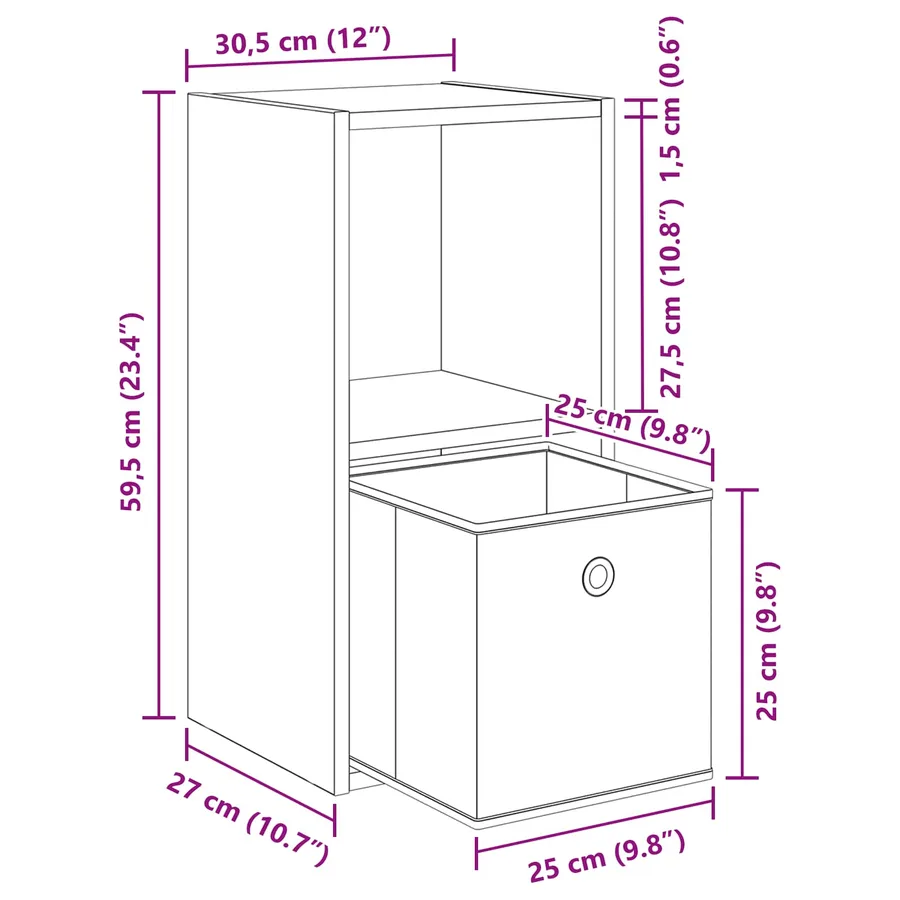 Table de chevet 2 pcs Gris Sonoma 35 x 32 x 68,5 cm - 12