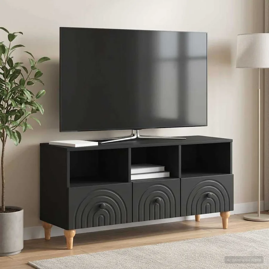 Meuble TV Noir 102 x 34,5 x 50 cm Bois d’ingénierie