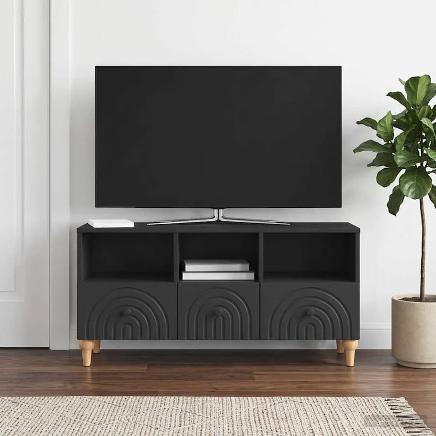 Meuble TV Noir 102 x 34,5 x 50 cm Bois d’ingénierie - 4