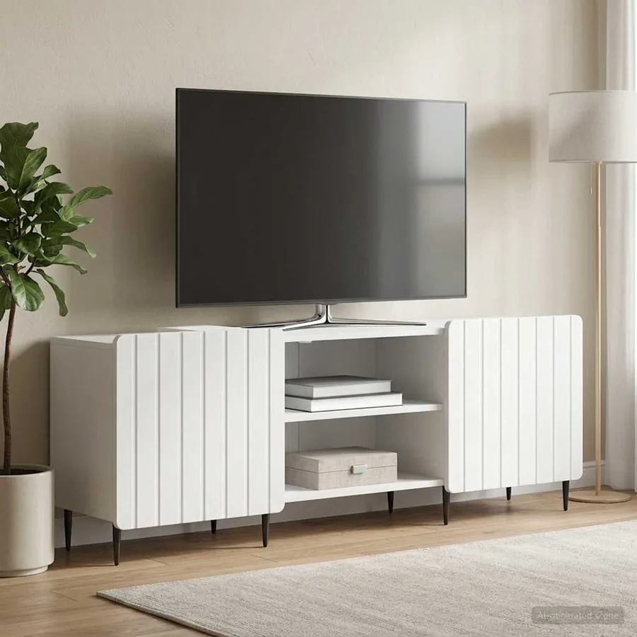 Meuble TV Blanc 150 x 31 x 52 cm Bois d'ingénierie
