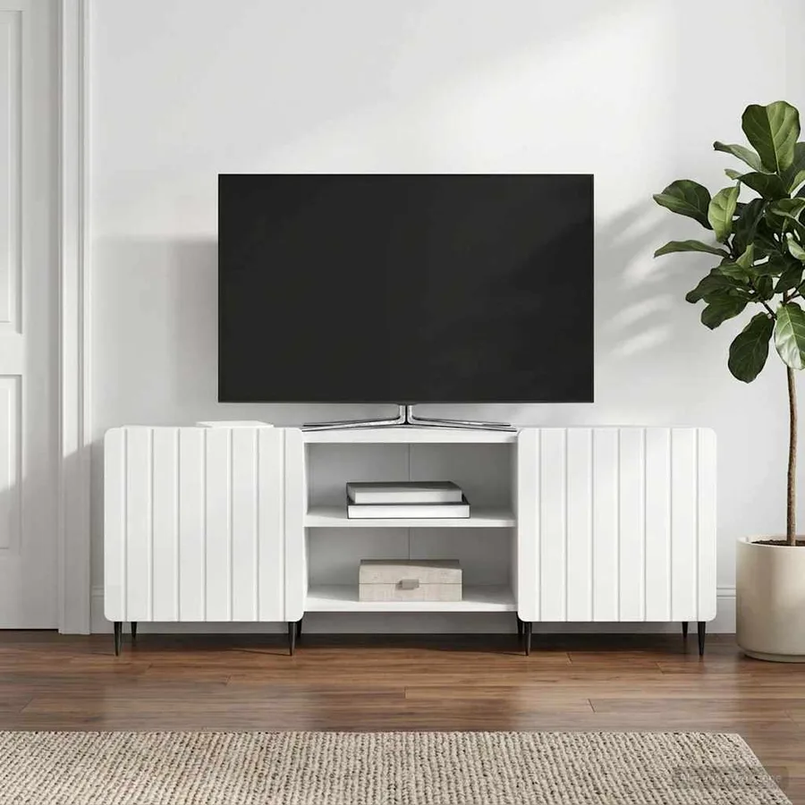 Meuble TV Blanc 150 x 31 x 52 cm Bois d'ingénierie - 4